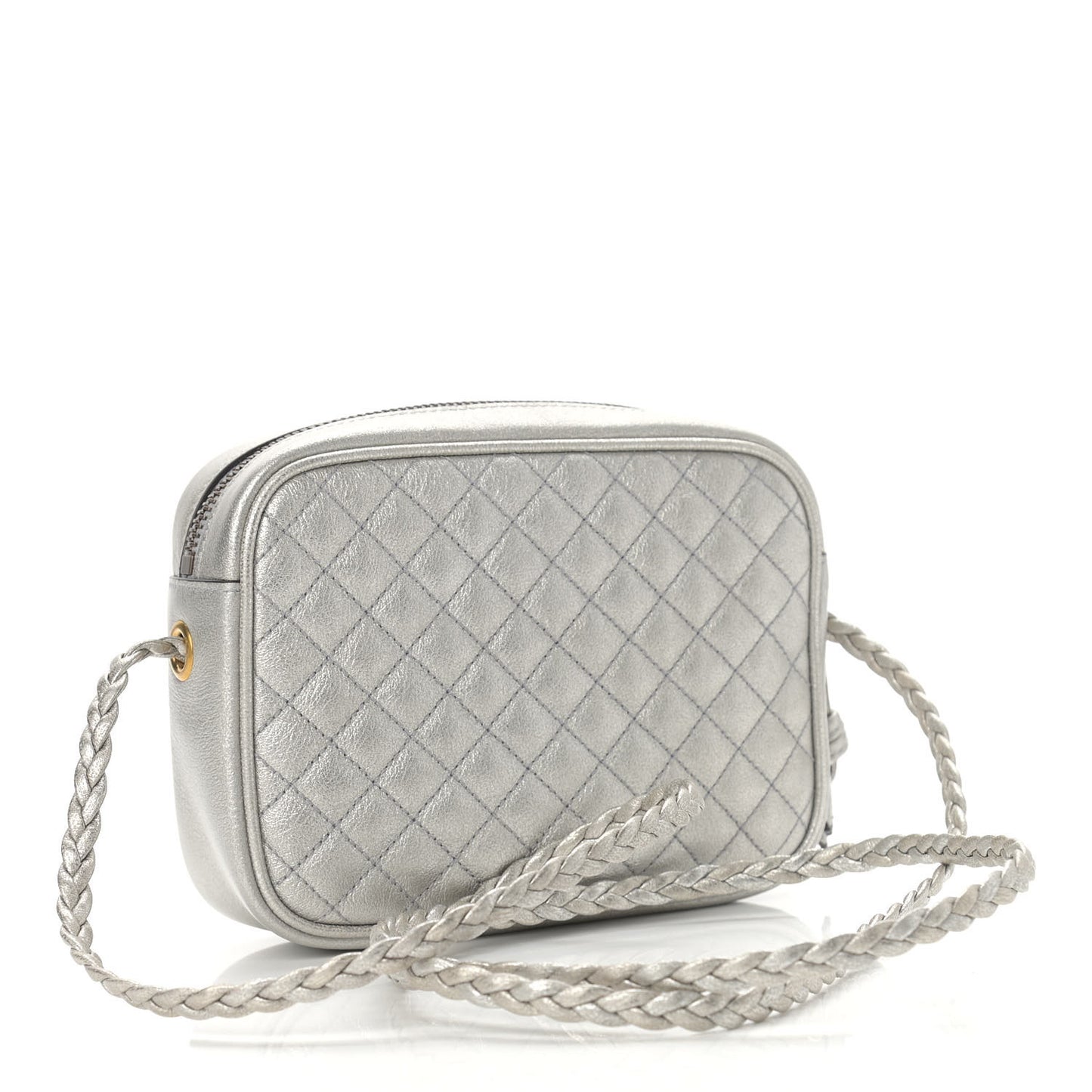 Laminated Nappa Web Trapuntata Mini GG Shoulder Bag Argento