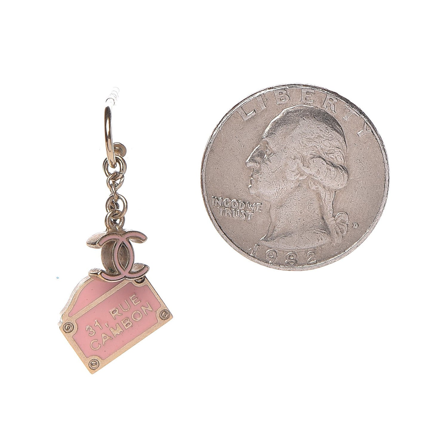 Enamel Rue Cambon CC Earrings Pink Gold