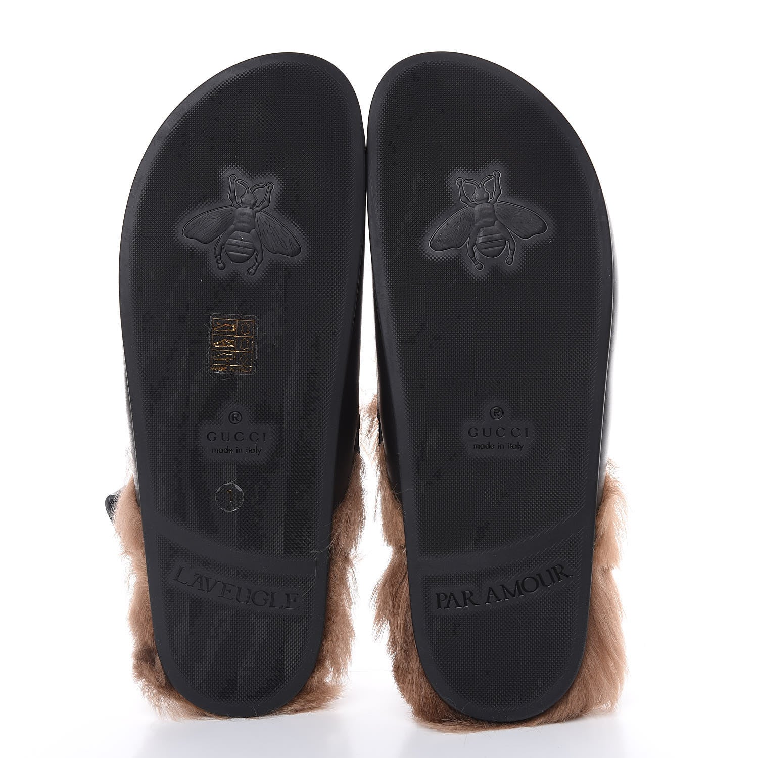 Gucci Calfskin Fur Mens Horsebit River Slingback Slippers 7 Black 5 of 8