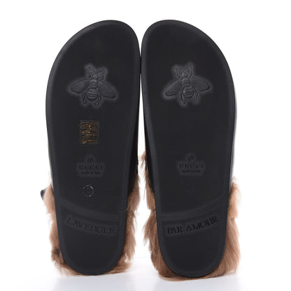 Gucci Calfskin Fur Mens Horsebit River Slingback Slippers 7 Black 5 of 8