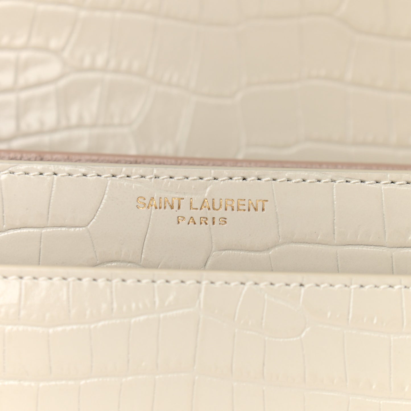 Calfskin Crocodile Embossed Medium Monogram Sunset Blanc Vintage