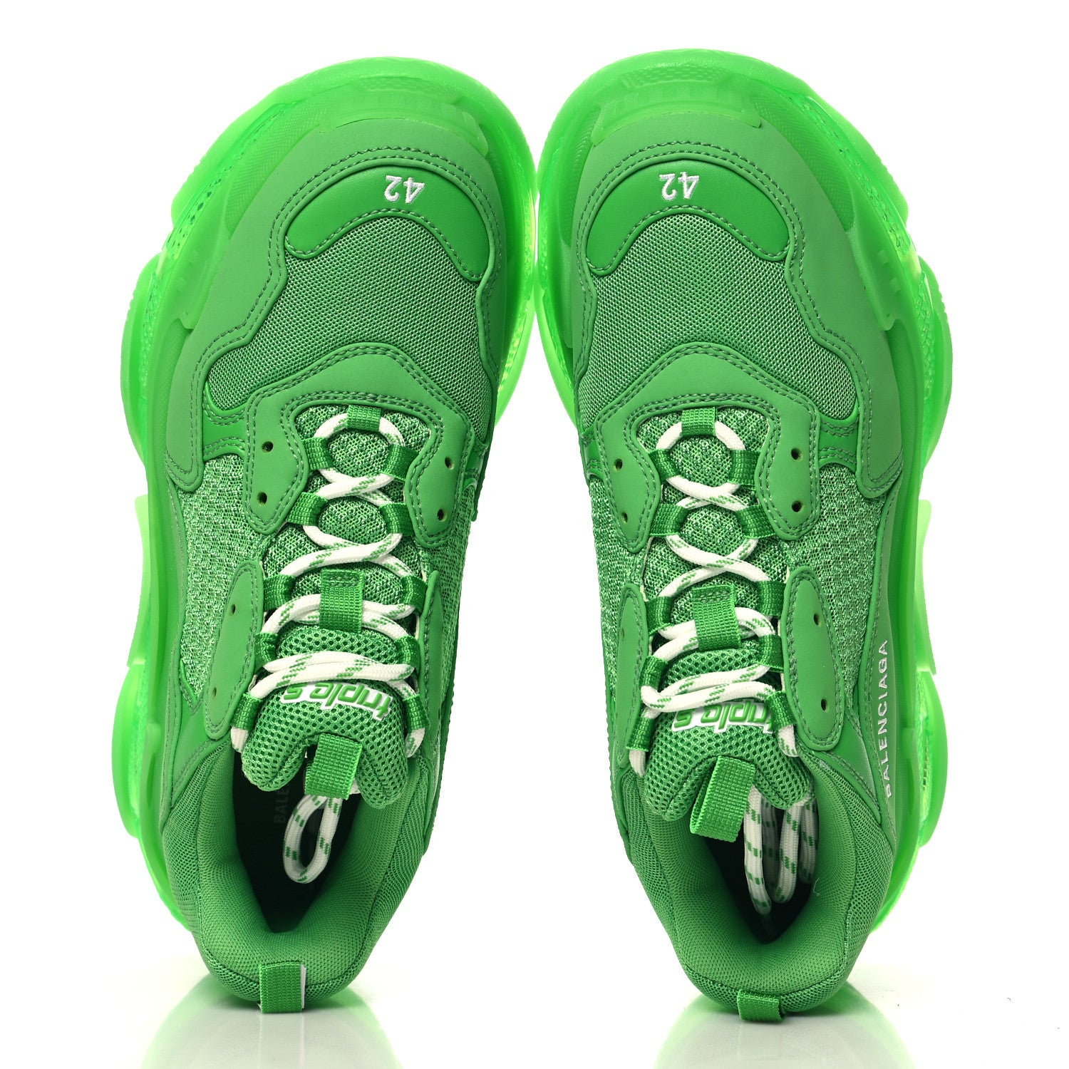 Balenciaga Fabric Mesh Clear Sole Mens Triple S Sneakers 42 Green 2 of 8