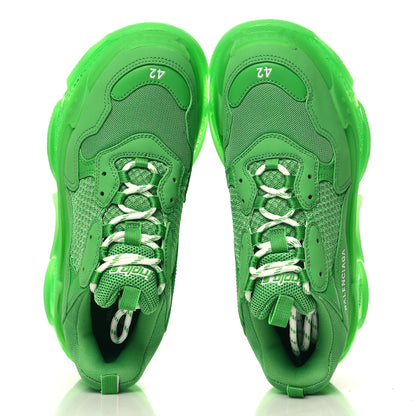 Balenciaga Fabric Mesh Clear Sole Mens Triple S Sneakers 42 Green 2 of 8