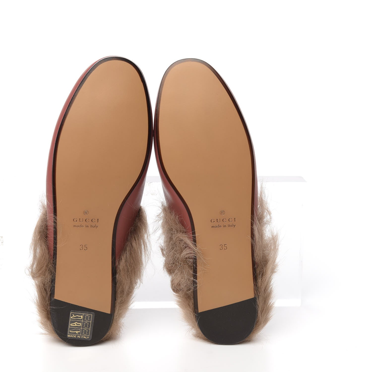 Gucci Calfskin Fur Womens Princetown Slippers 35 Lipstick Rose Natural 5 of 8