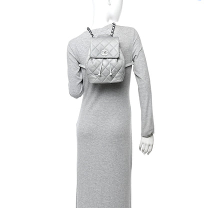 Chanel Shaded Caviar Quilted Lacquered CC My Everything Drawstring Backpack Dark Grey Light Grey 2 of 11