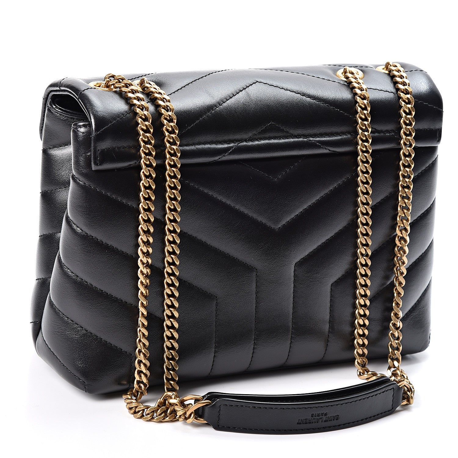 Saint Laurent Calfskin Y Quilted Monogram Small Loulou Chain Satchel Black 2 of 9