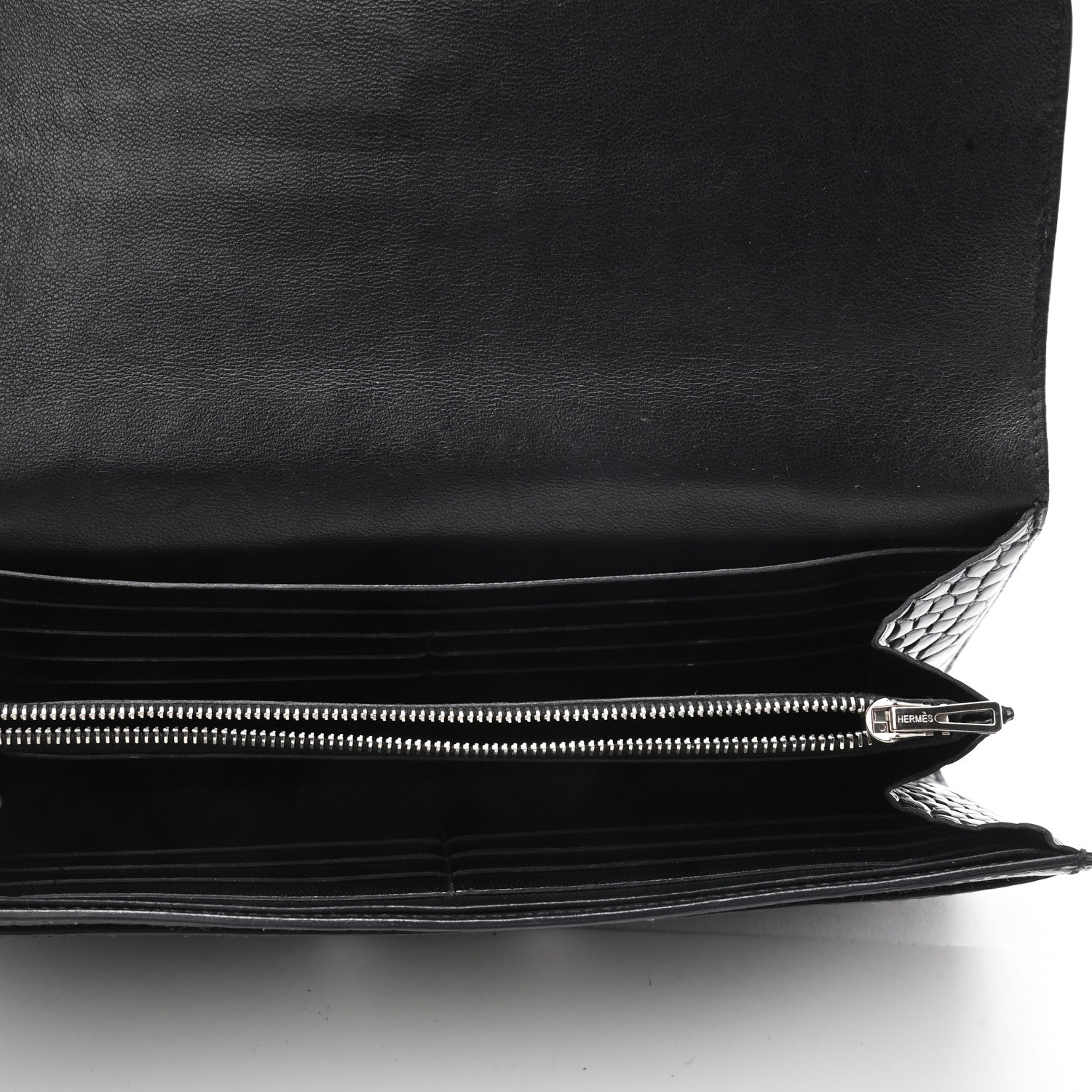Hermes Shiny Alligator Constance Long Wallet Black 5 of 8