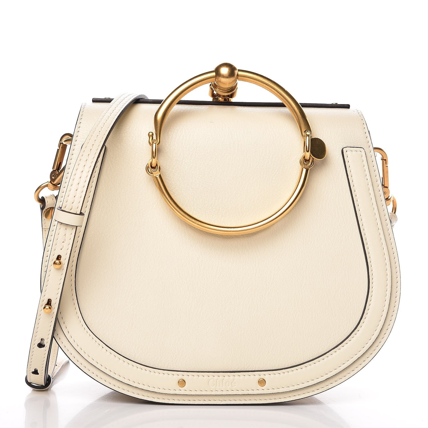 Chloe Calfskin Suede Medium Nile Bracelet Bag Off White 1 of 9