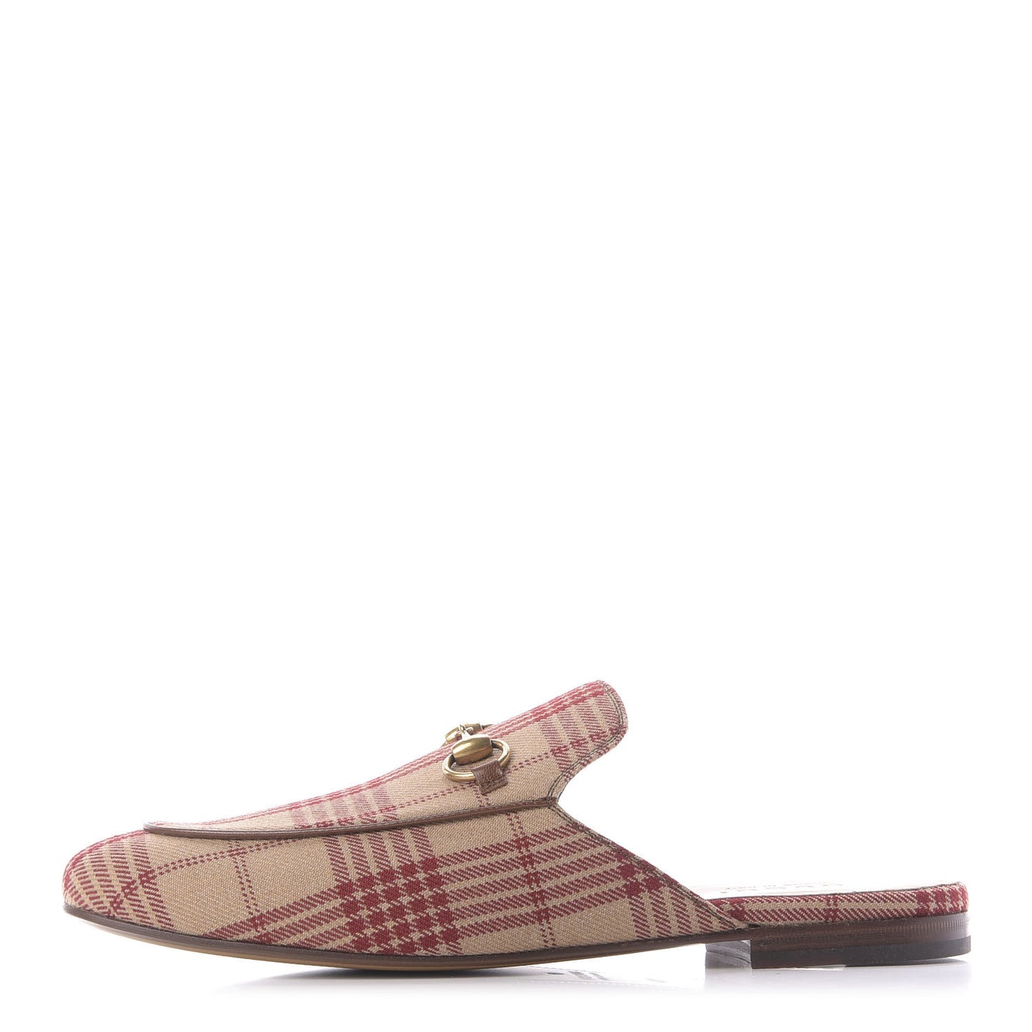 Canvas Tartan Mens Princetown Slippers 8.5 Camel Red Cuir