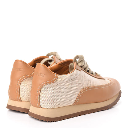 Hermes Calfskin Toile Womens Quick Sneakers 37 Gold 4 of 17