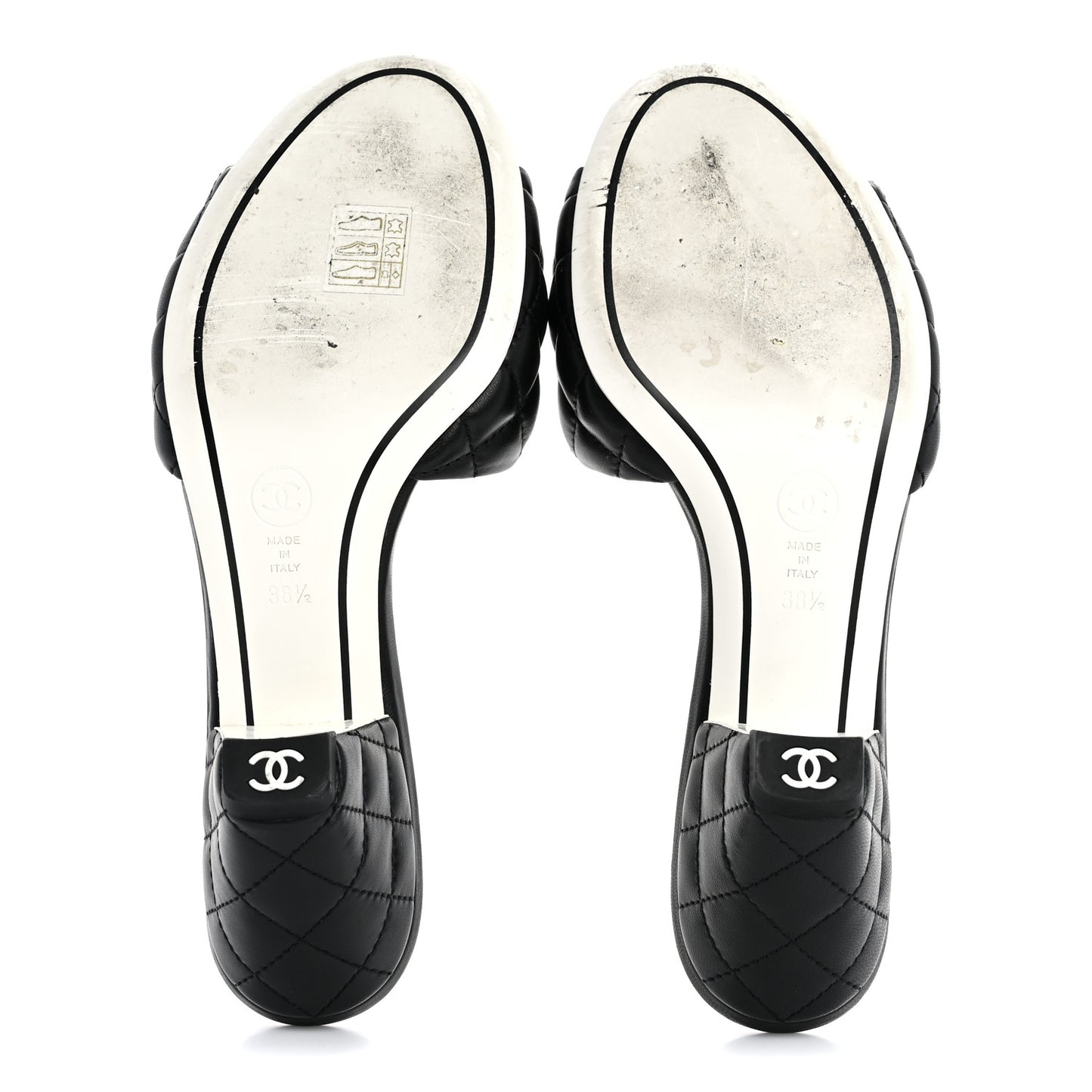 Lambskin Quilted Textured CC Mules 38.5 Black
