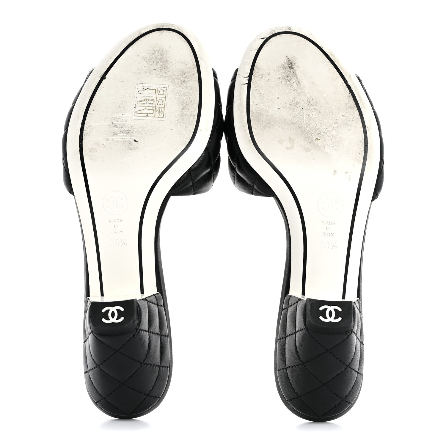Chanel Lambskin Quilted Textured CC Mules 38.5 Black 6 of 10