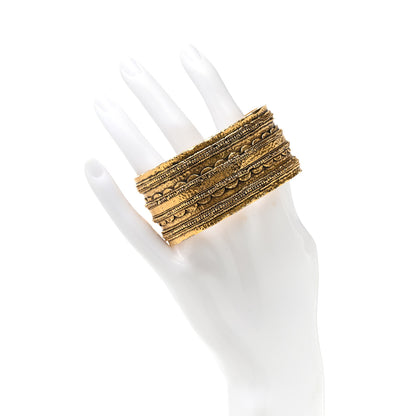 Chanel Metal Textured Cuff Gold 2 of 4