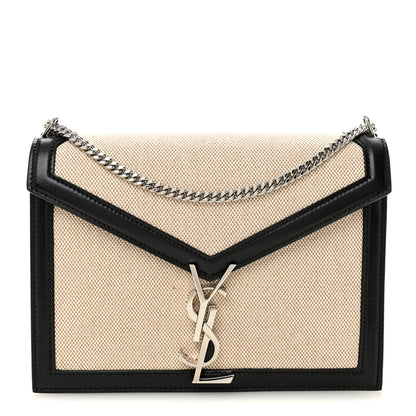 Saint Laurent Canvas Calfskin Classic Monogram Cassandra Natural Black 1 of 10