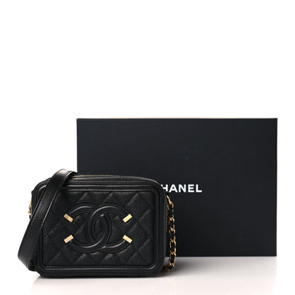 Chanel Caviar Quilted CC Filigree Vanity Clutch With Chain Black 10 of 10