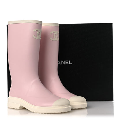 Chanel Caoutchouk CC High Boots 39 Light Pink White 11 of 11