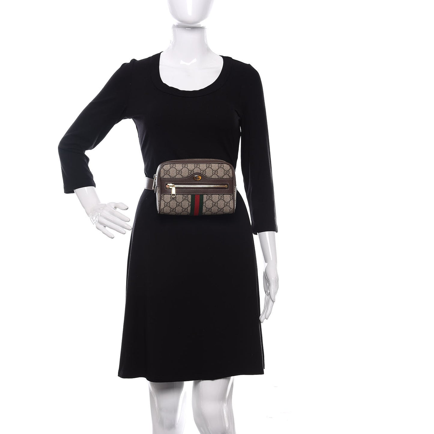 GG Supreme Monogram Web Small Ophidia Belt Bag 95 38 Dark Brown