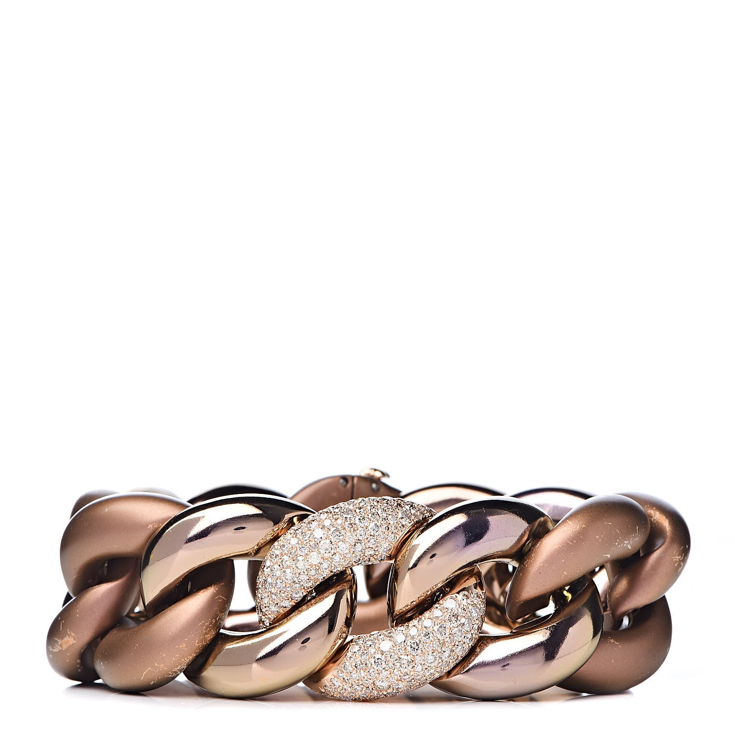 David Yurman Titanium 18K Rose Gold Diamond Belmont Curb Chain Link Bracelet 1 of 8