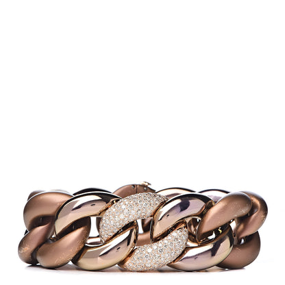 David Yurman Titanium 18K Rose Gold Diamond Belmont Curb Chain Link Bracelet 1 of 8