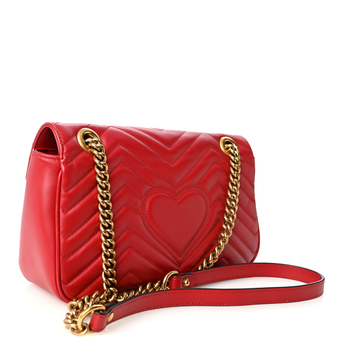 Calfskin Matelasse Small GG Marmont Shoulder Bag Hibiscus Red