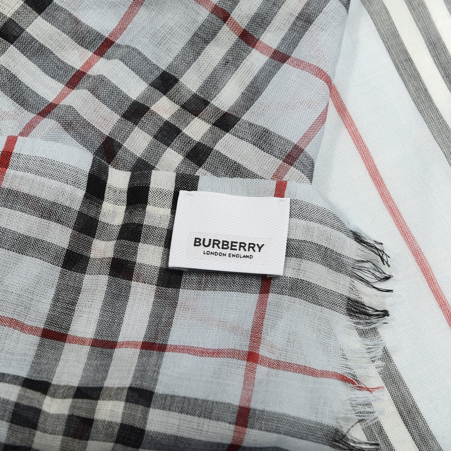 Burberry Wool Silk Gauze Vintage Check Scarf Light Blue 3 of 3