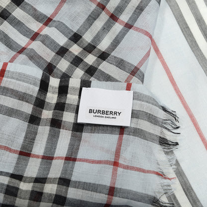 Burberry Wool Silk Gauze Vintage Check Scarf Light Blue 3 of 3