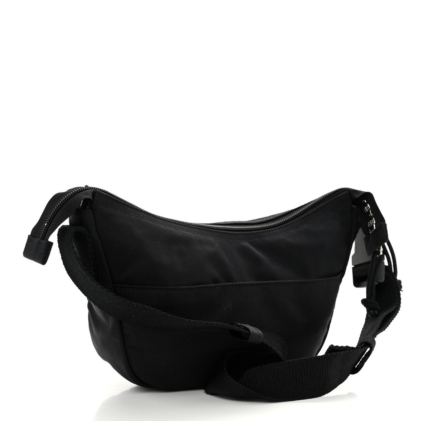 Recycled Sport Nylon Logo Embroidered Wheel Sling Bag Black White