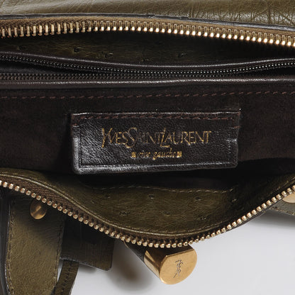 Saint Laurent Ostrich Rive Gauche Medium Jungle 6 of 8