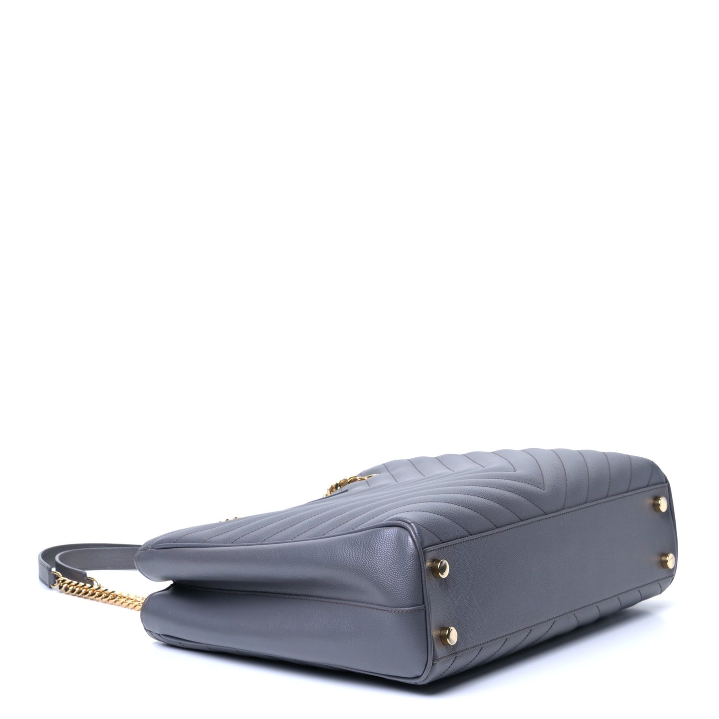 Grain De Poudre Matelasse Chevron Monogram Shopping Bag Fog