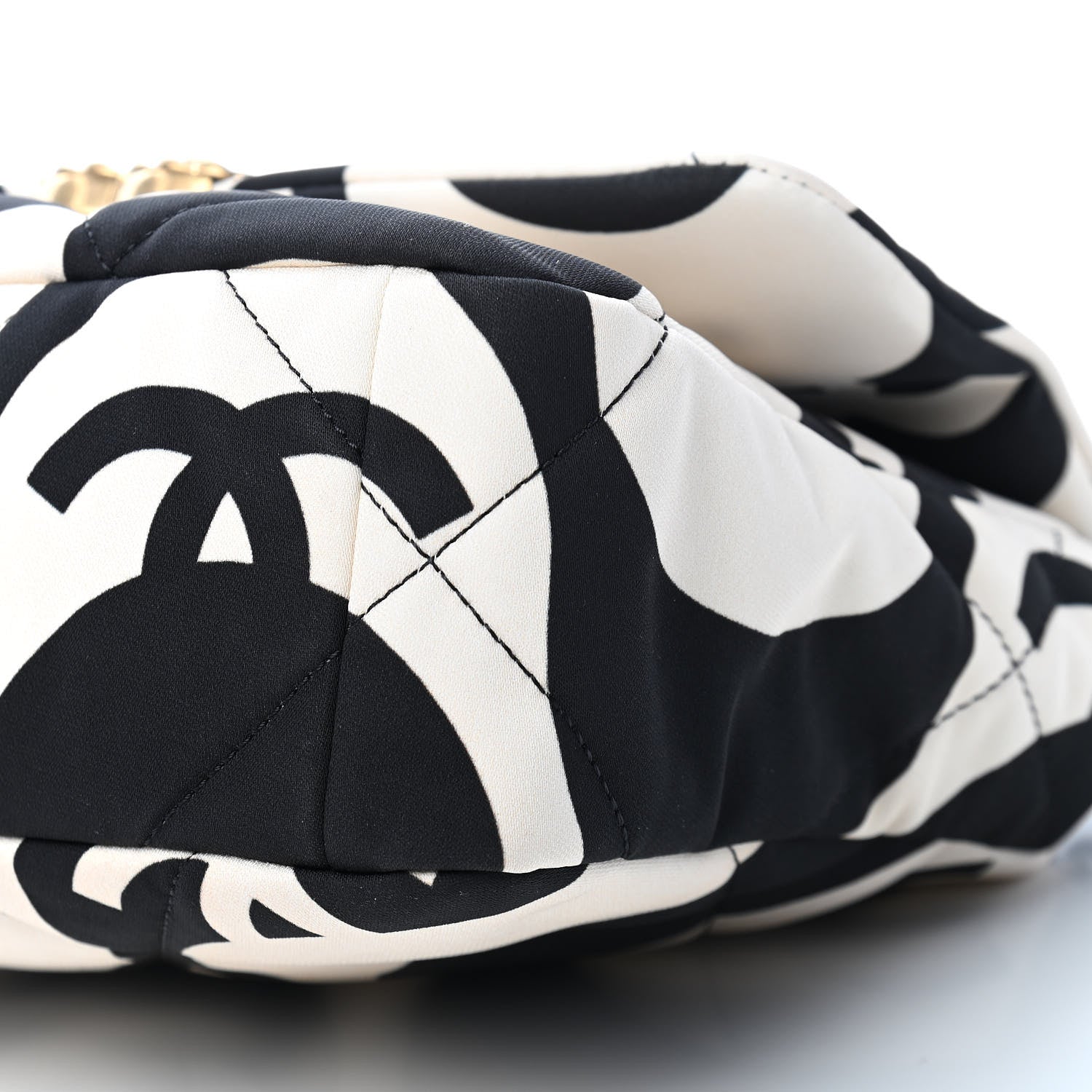 Chanel Fabric Printed Medium Chanel 19 Flap Black Ecru 9 of 9