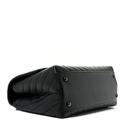 Chanel Caviar Chevron Quilted Small Coco Handle Flap So Black 4 of 14