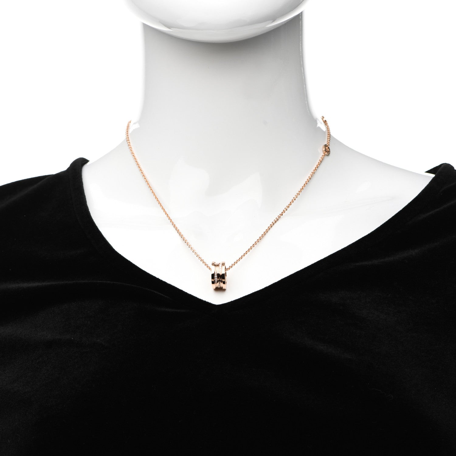Bulgari 18K Rose Gold Diamond B.Zero1 Legend Pendant Necklace 2 of 7
