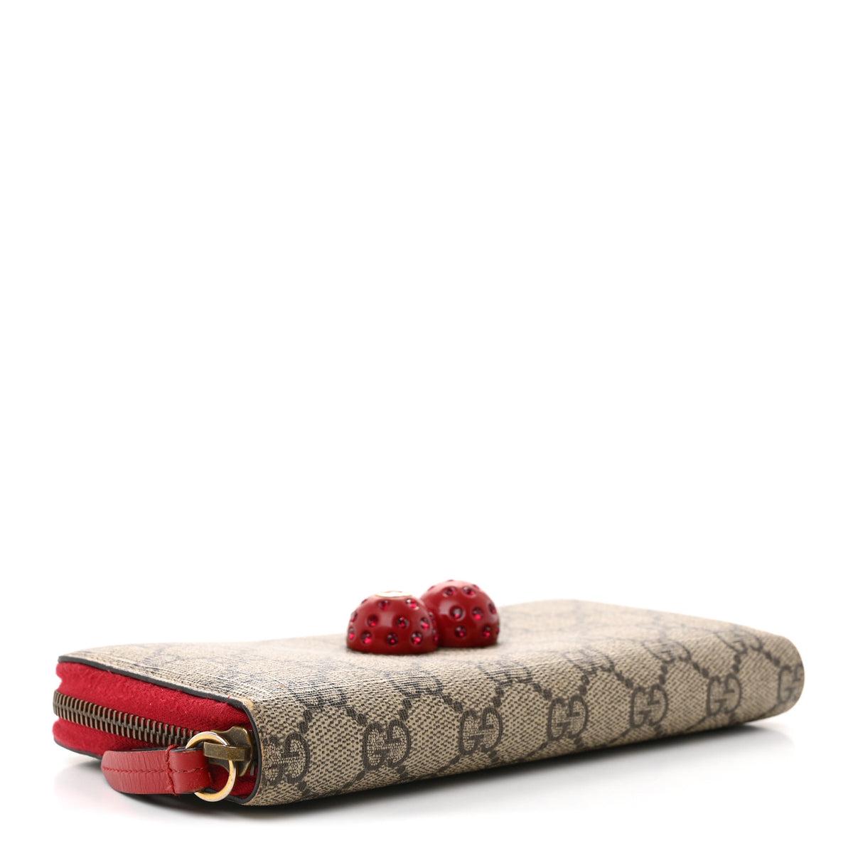 Gucci GG Supreme Monogram Cherries Zip Around Wallet Hibiscus Red 4 of 8