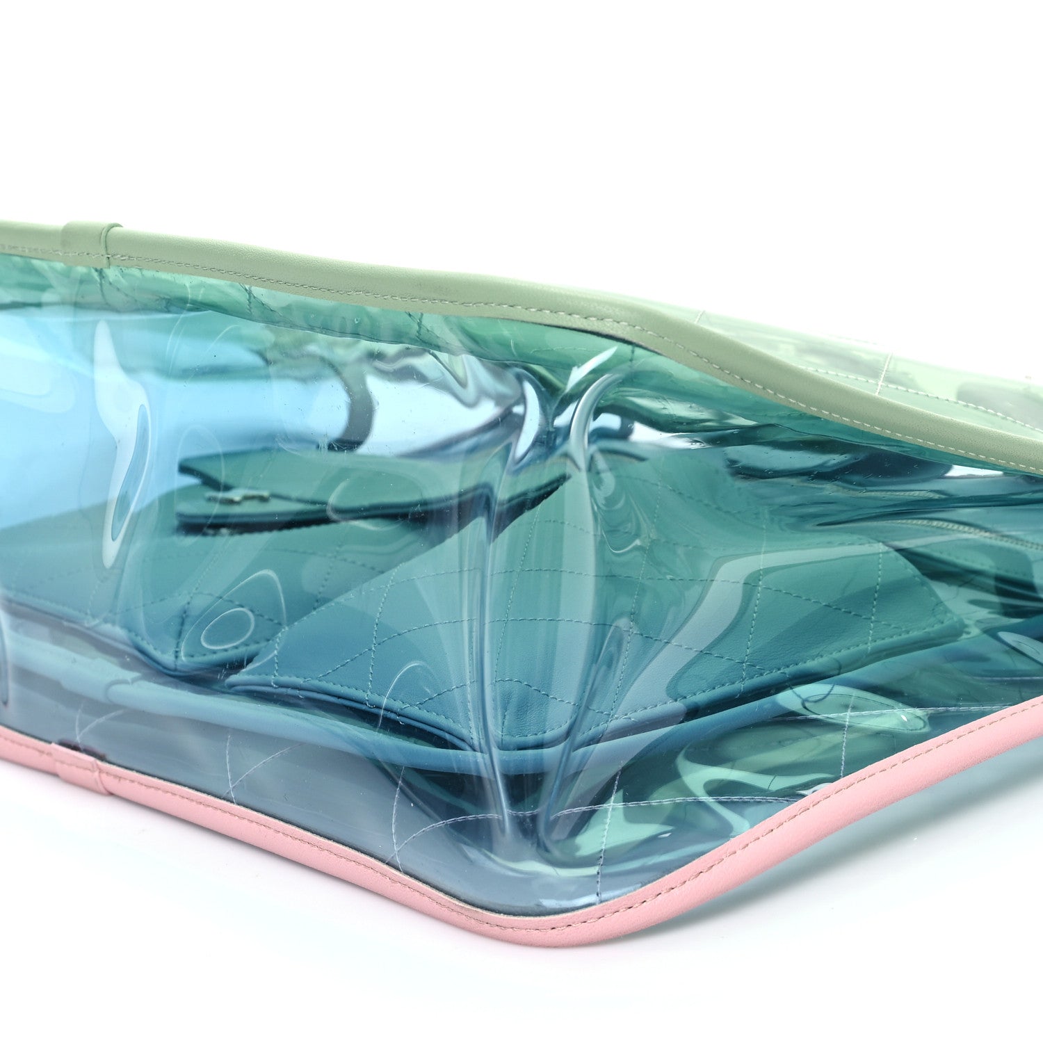 Chanel PVC Lambskin Stitched Medium Coco Splash Shopping Bag Blue Green Pink 10 of 11