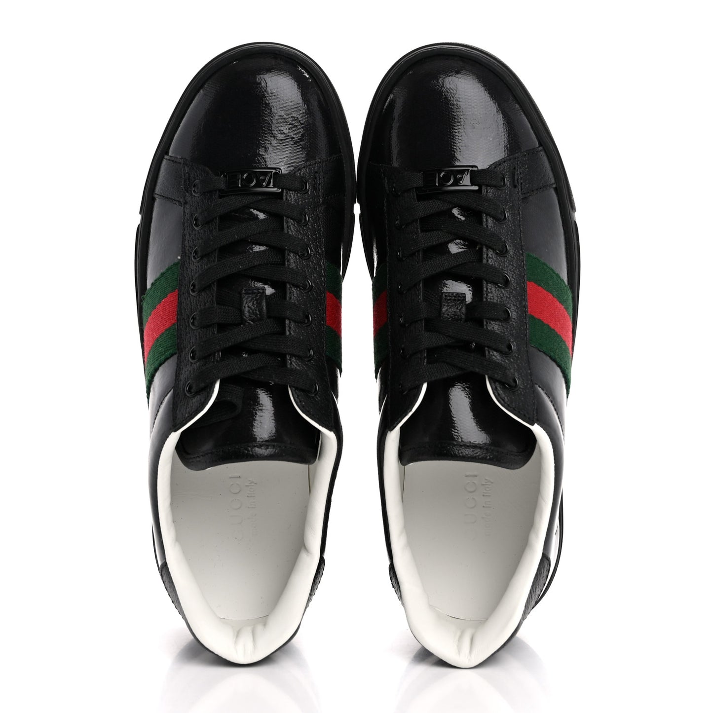 Crystal GG Monogram Web Womens New Ace Sneakers 36 Black