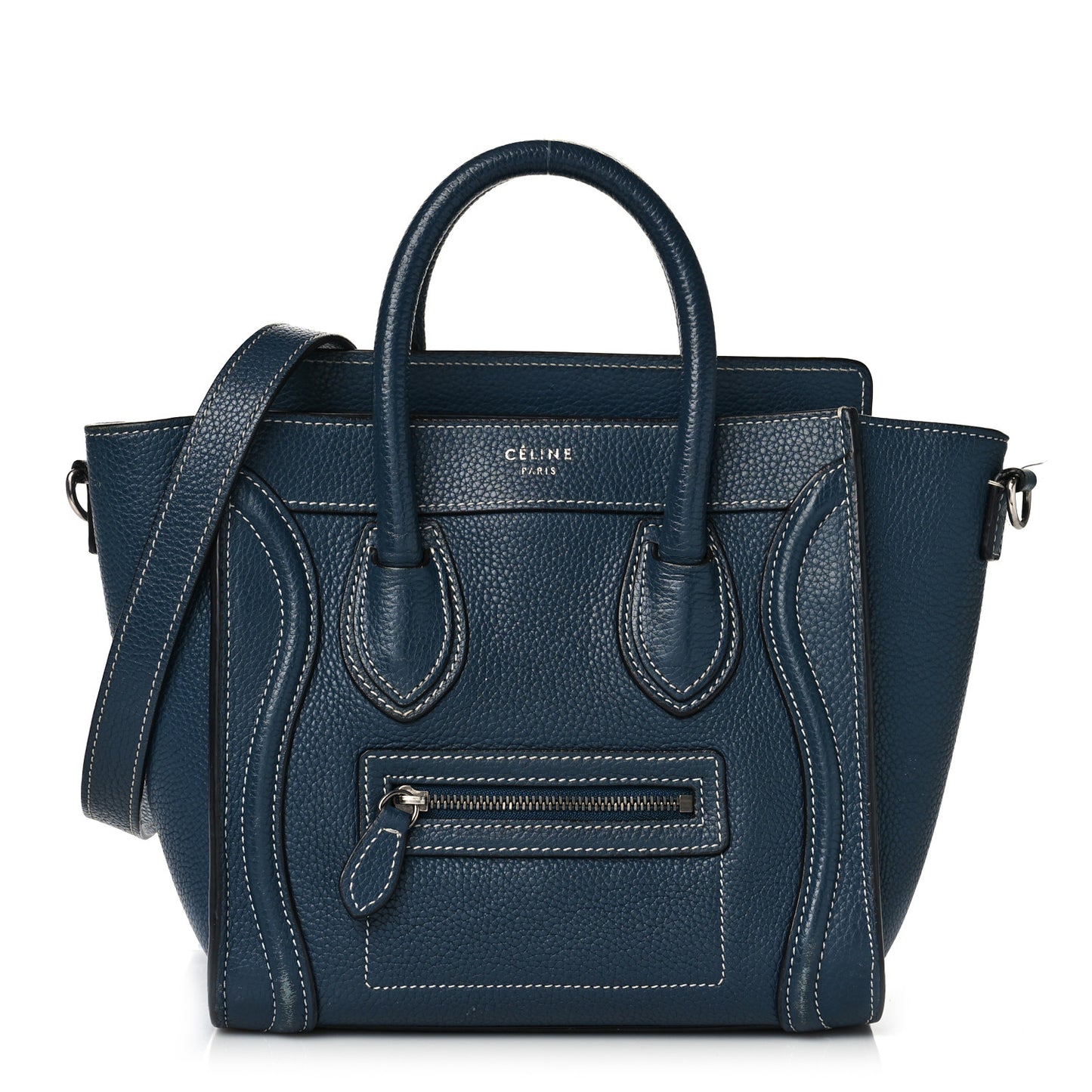 Drummed Calfskin Nano Luggage Petrol