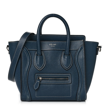 Celine Drummed Calfskin Nano Luggage Petrol 1 of 15
