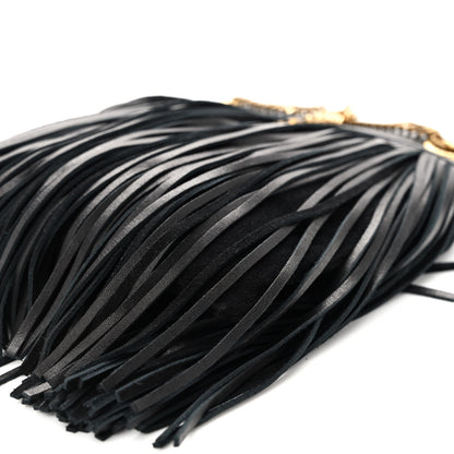 Saint Laurent Calfskin Small Grace Fringed Hobo Bag Black 9 of 9