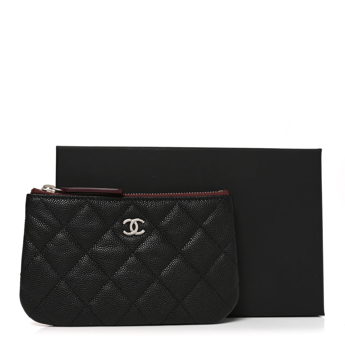 Caviar Quilted Small Cosmetic Case Black