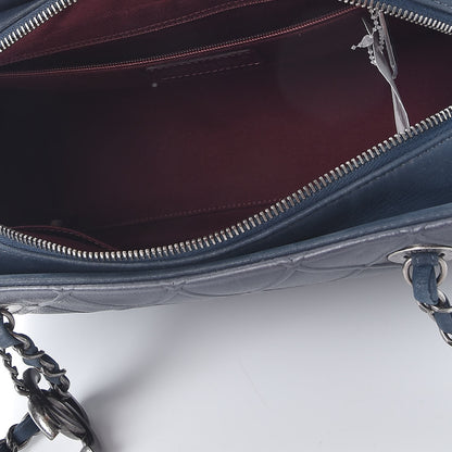 Chanel Calfskin Diamond Embossed Large CC Zip Shopping Tote Blue 5 of 8