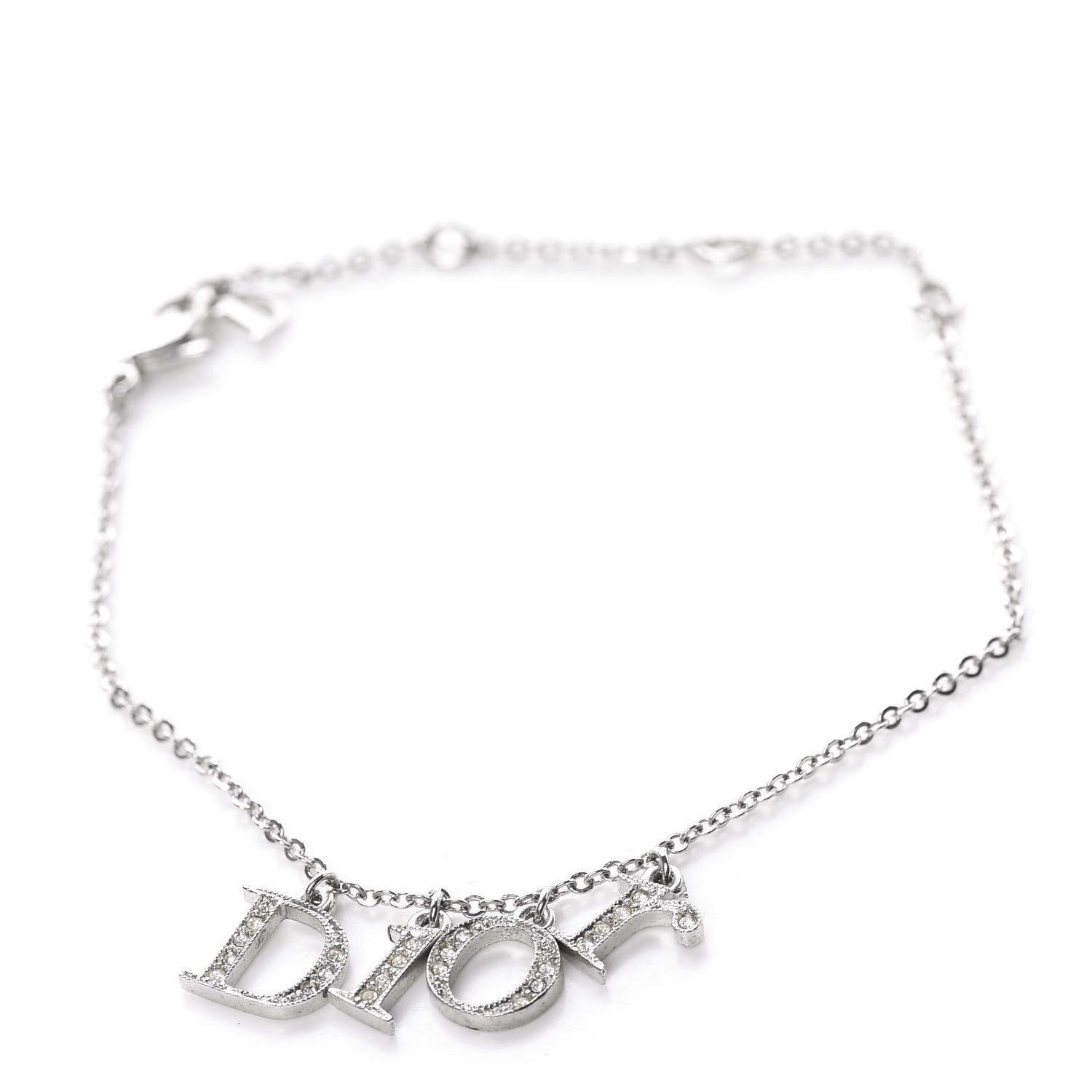 Christian Dior Crystal Logo Bracelet Silver 1 of 4