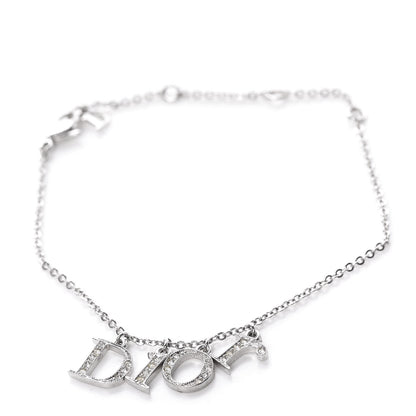Christian Dior Crystal Logo Bracelet Silver 1 of 4