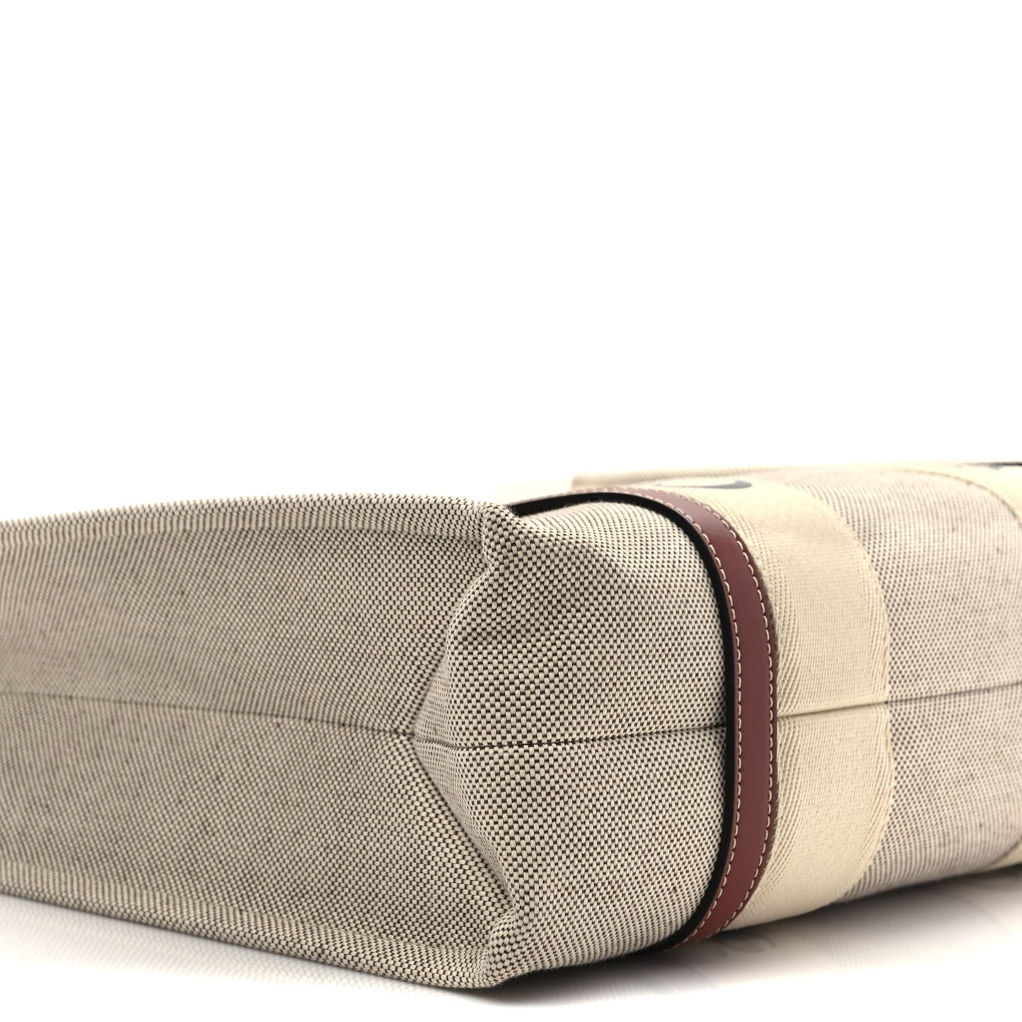 Cotton Calfskin Medium Woody Ribbon Tote White Brown