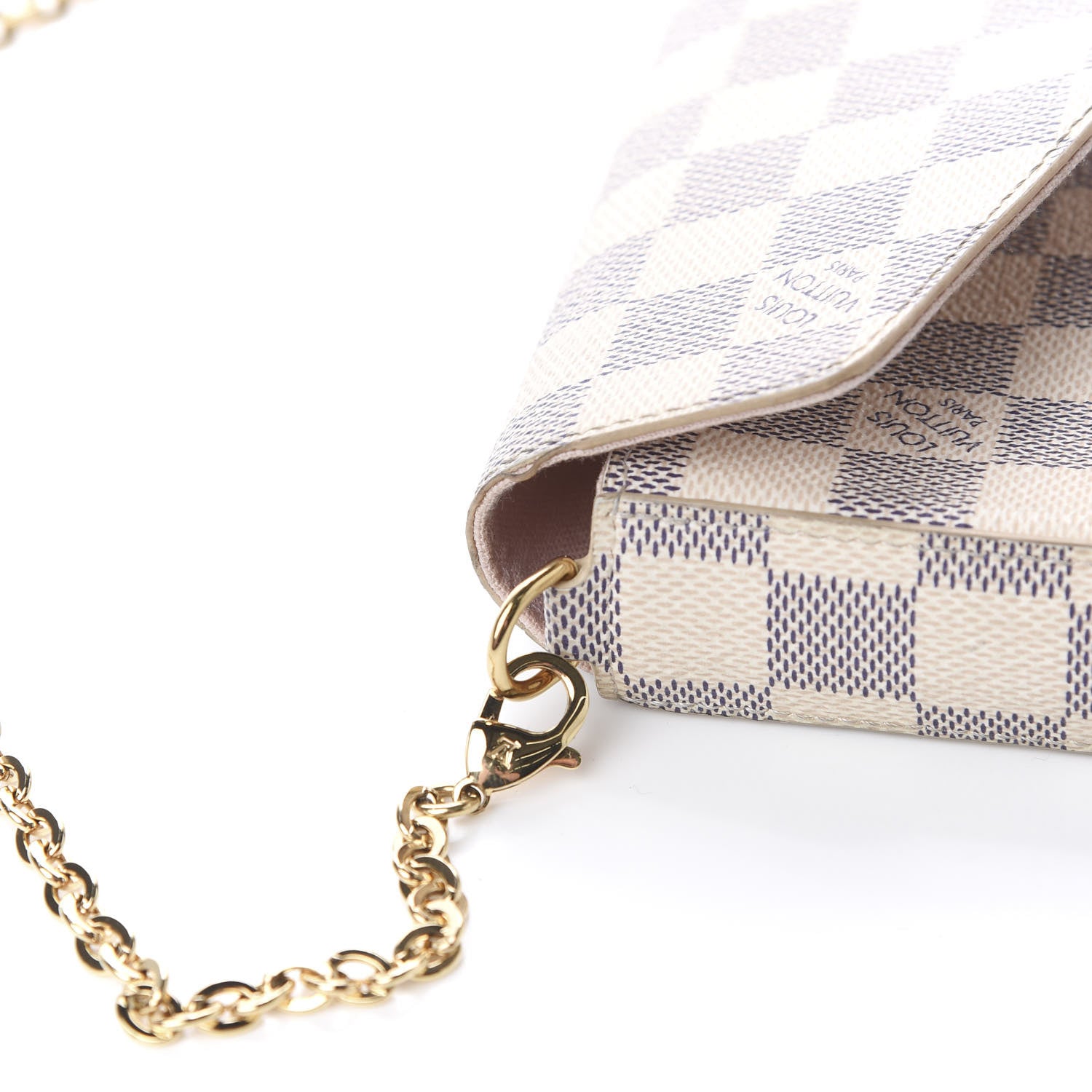Louis Vuitton Damier Azur Pochette Felicie Chain Wallet Rose Ballerine 13 of 18