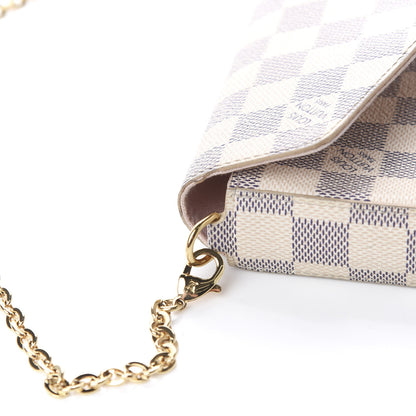 Louis Vuitton Damier Azur Pochette Felicie Chain Wallet Rose Ballerine 13 of 18