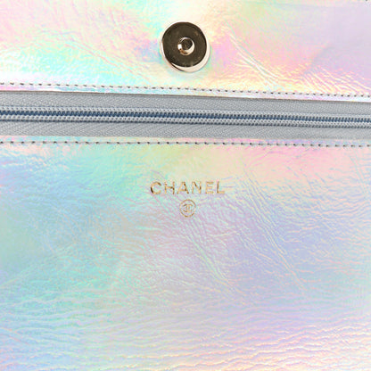 Chanel Iridescent Goatskin Quilted Wallet On Chain WOC Silver 6 of 12