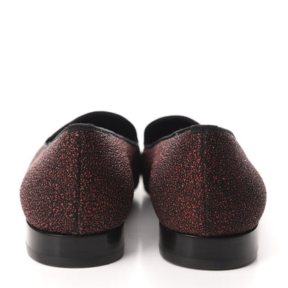 Saint Laurent Metallic Calfskin Smoking Slipper Flat Loafers 38 Red Glitter 5 of 9