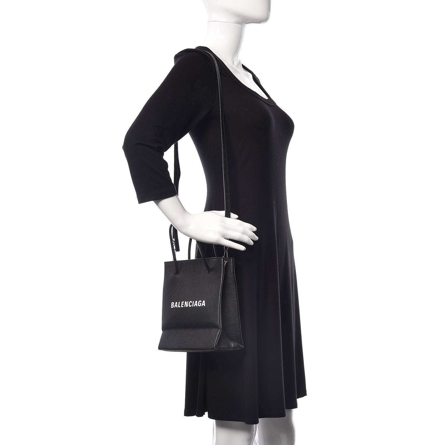 Balenciaga Squared Calfskin Logo XXS Shopping Tote Black 2 of 11