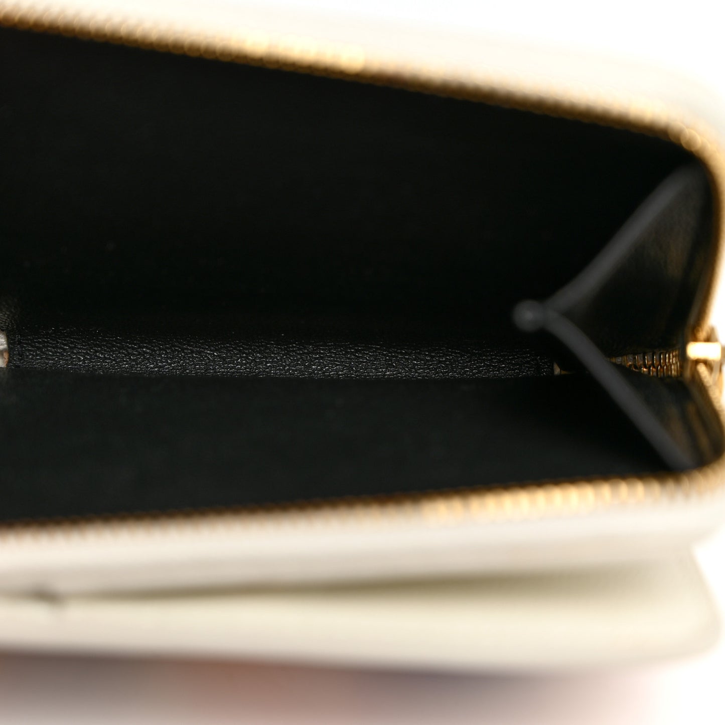 Grained Calfskin Paris Compact Zip Around Wallet White Multicolor