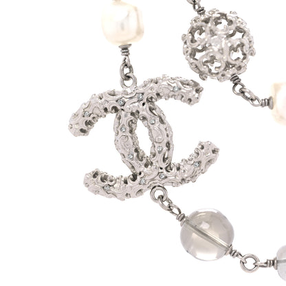 Chanel Pearl Crystal CC Textured Beaded Long Necklace 4 of 5